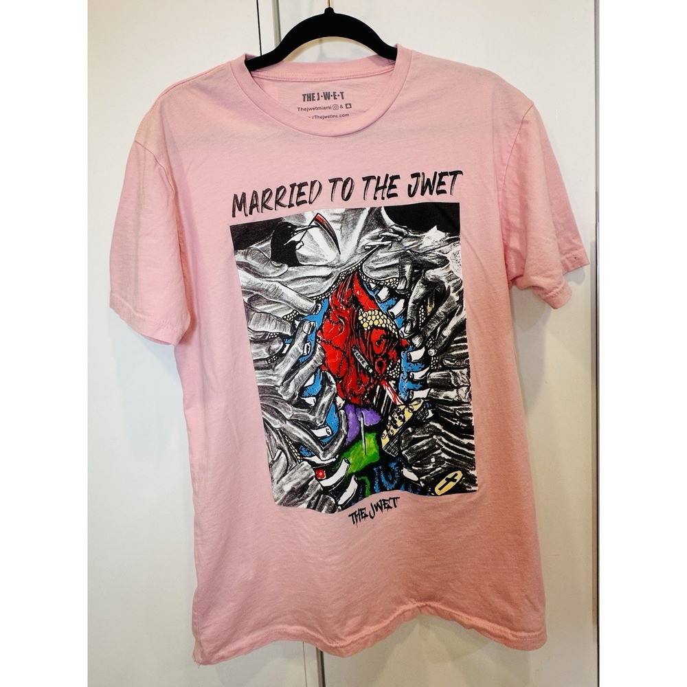 The JWET Pink Cotton Men's T-shirt "Married to The JWET" Sz Large